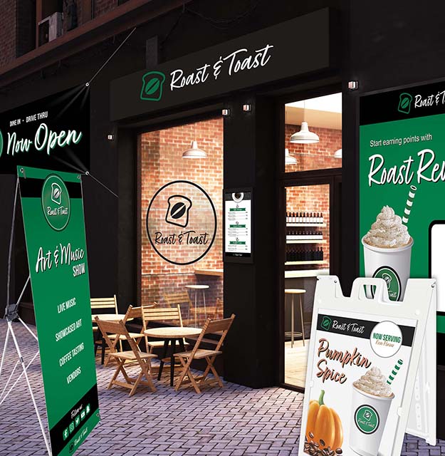 Types of restaurant signage in Sydney including shopfront fascia, illuminated letters, blade signs and window graphics